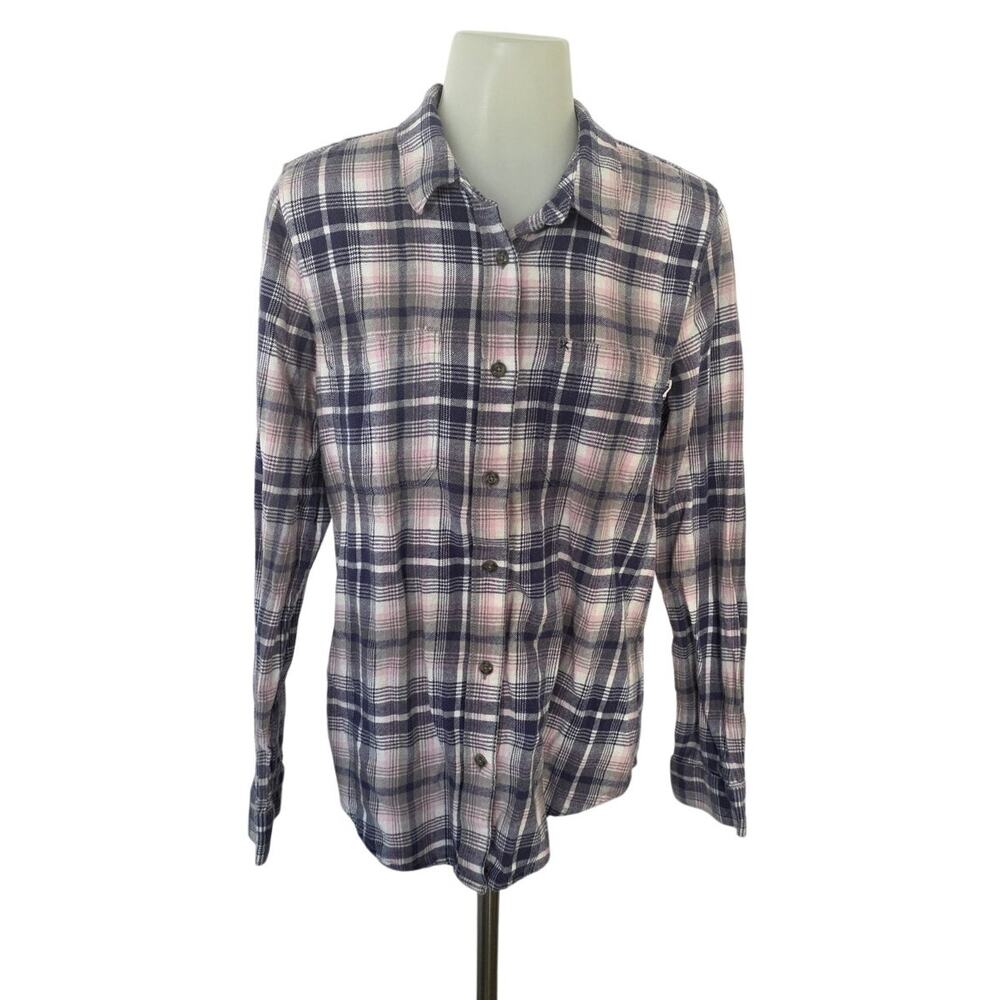 Vans Blue Pink White Plaid Long Sleeve Button Front Top Medium Skate Basic